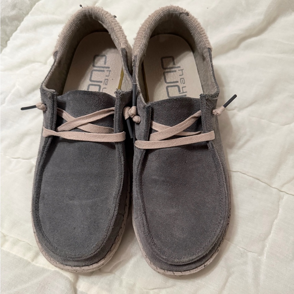 Hey Dude Women’s Charcoal Dark Grey Wendy Suede Slip-On Loafers